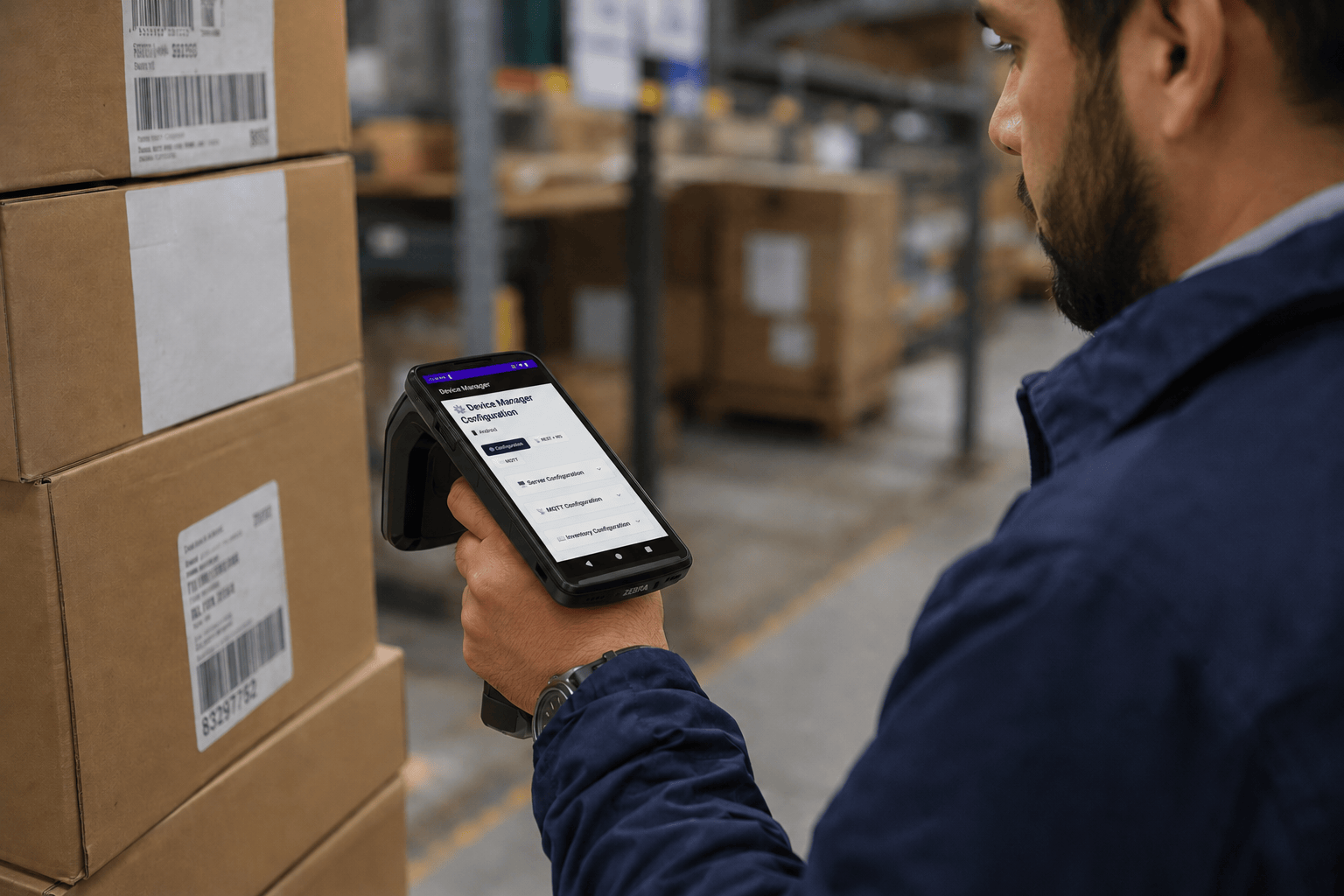 Device Manager Mobile configuration interface on a handheld