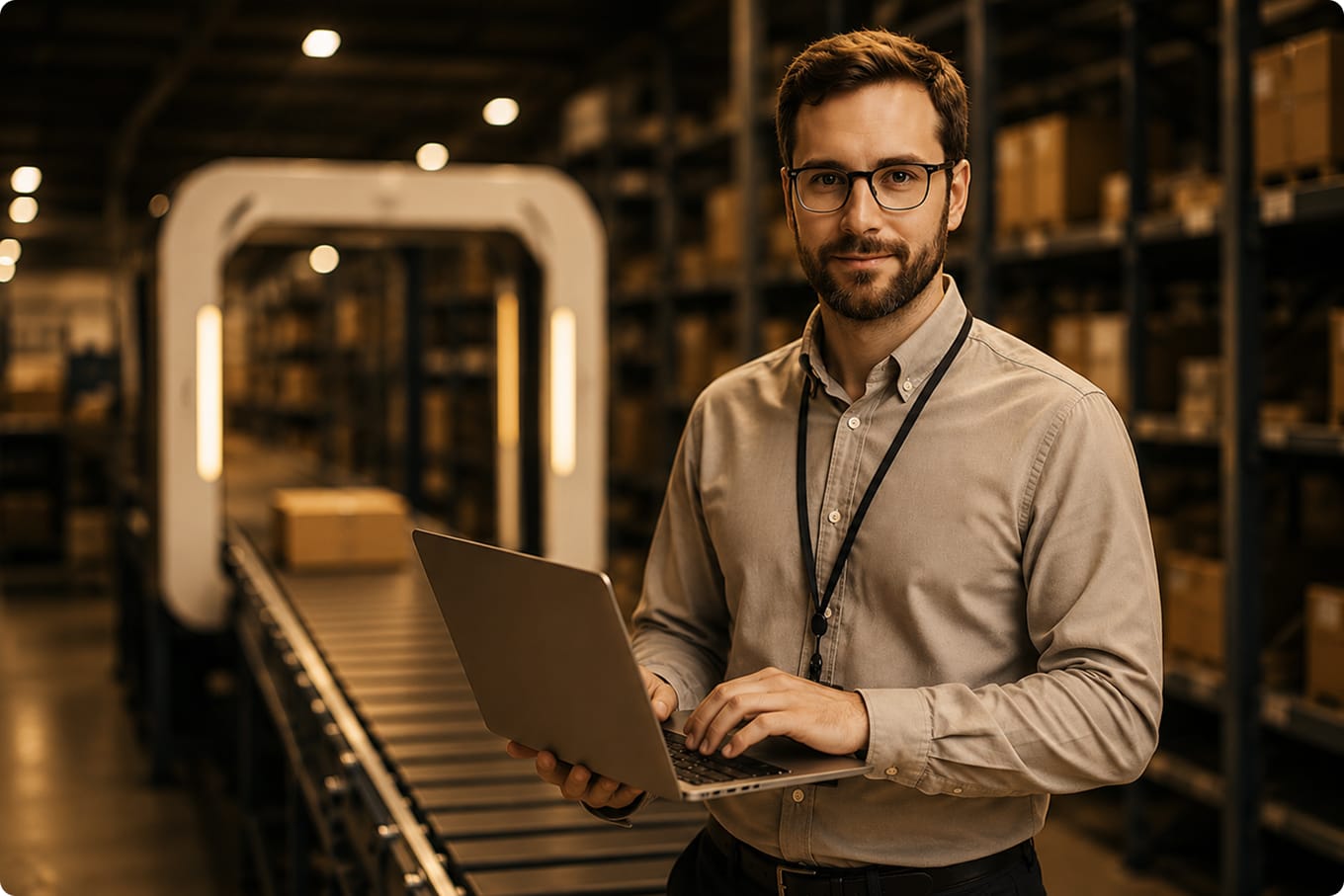 RFID tunnel in a logistics warehouse